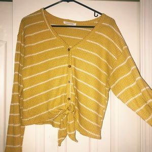 💛yellow waffle knit long sleeve💛